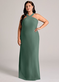 Azazie Doretta Bridesmaid Dresses Sea Moss Mermaid Pleated Chiffon Dress image8