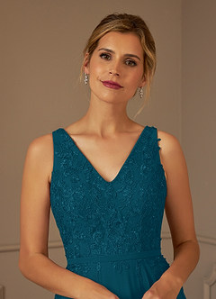 Azazie Joules Mother of the Bride Dresses Ink Blue A-Line Sequins Chiffon Dress image6