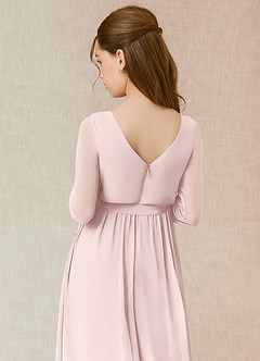Azazie Angelica Junior Blushing Pink A-Line Pleated Chiffon Dress image7