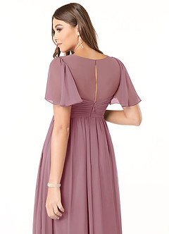 Azazie Verna Maternity Bridesmaid Dresses A-Line V-Neck Ruched Chiffon Floor-Length Dress image6