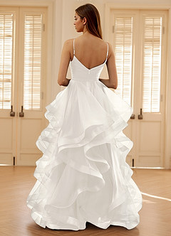 Carmencita White A-line Ruffles Prom Dress image2