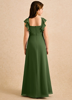 Azazie Soso Girls Formal Flower Girl Dresses Olive A-Line Pleated Chiffon Dress image2
