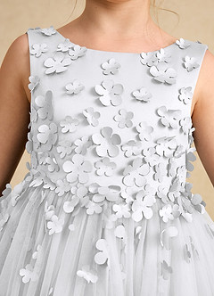 Azazie Lana Flower Girl Dresses White A-Line Sleeveless Matte Satin Dress image6