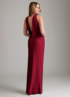 Azazie Lusinda Vestidos de damas de honor Vestido de Borgoña de Gasa de Corte Sirena Convertible con Vestidos sin tirantes image6