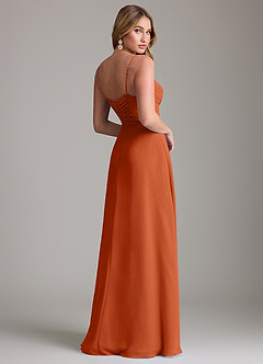 Azazie Terese Vestidos de damas de honor Vestido de Naranja Quemada de Gasa de Corte en A con Plisado image2