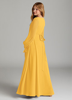 Azazie Leonia Junior Marigold A-Line with Pockets Chiffon Dress image2
