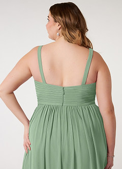 Azazie Chanel Bridesmaid Dresses Matcha A-Line Pleated Chiffon Dress image11