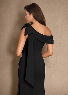 Azazie Myers Kleider für die Brautmutter Meerjungfrau-Linie Plissee Stretch-Krepp Kleid Schwarz image7
