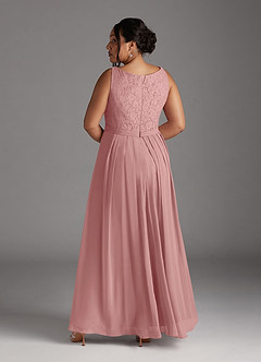 Azazie Ainsling Mother of the Bride Dresses Dusty Rose A-Line Square Neckline Lace Chiffon Dress image16