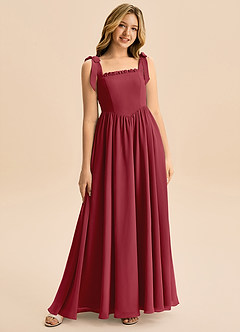 Azazie Delia Junior Abito A-Line in Chiffon Fiocco Melograno image1