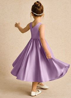 Azazie Hermia Flower Girl Dresses Wisteria A-Line Sleeveless Matte Satin Dress image5