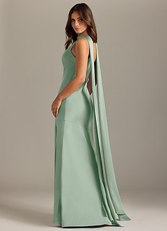 Azazie Kinsley Bridesmaid Dresses Agave Mermaid Side Slit Stretch Satin Dress image6
