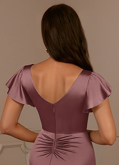 Azazie Roya Klänningar till brudens mor Klänning Sjöjungfru i Stretch Satin V-ringad veckad Vintage Mauve image6