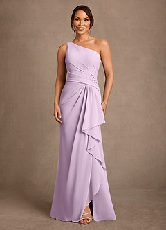 Azazie Floy Mother of the Bride Dresses Frosted Lilac Sheath One Shoulder Chiffon Dress image1