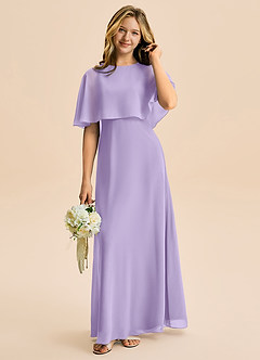 Azazie Maris Junior Linia A Szyfon Długość podłogi Młodsza druhna Sukienka image1