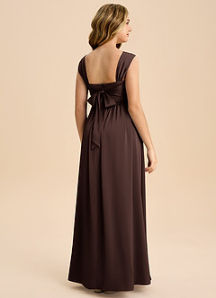 Azazie Hattie Junior Robe Trapèze en Satin extensible Plissée Ganache image7