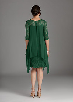 Azazie Flo Mère de la mariée Robes Robe Trapèze en Mousseline de soie Dentelle Vert Foncé image4
