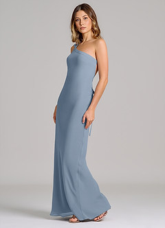 Azazie Monroe 신부 들러리 드레스 쉬스 한쪽 어깨 쉬폰 바닥 길이 드레스 image4