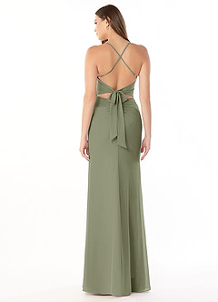 Azazie Aribella Bridesmaid Dresses Pistachio Sheath Ruched Chiffon Dress image2