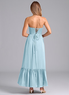 Azazie Leilana Bridesmaid Dresses Sky Blue A-Line Corset Stretch Satin Dress image2