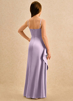 Azazie Cannoli Girls Formal Robe Demoiselle D'honneur Fillette Robe Trapèze en Mat Satiné Plissée Frostiges Flieder image2