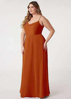 Azazie Daenerys Bridesmaid Dresses Paprika A-Line Cowl Chiffon Dress image10