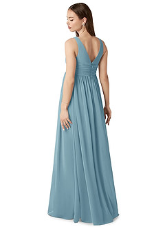 Azazie Yetta Maternity Bridesmaid Dresses A-Line V-Neck Gathered Chiffon Floor-Length Dress image5