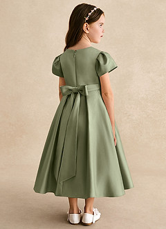 Azazie Princess Robe Demoiselle D'honneur Fillette Robe Trapèze en Mat Satiné Plissée Pistache image2