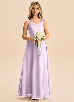 Azazie Elodie Junior A-linja Sifonki Lattian pituus Nuorempi morsiusneito Pukeutua image3