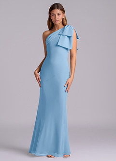 Azazie Yuanna Bridesmaid Dresses Powder Blue Mermaid One Shoulder Chiffon Dress image4
