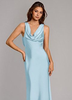 Azazie Cheryl Bridesmaid Dresses Sky Blue Mermaid Stretch Satin Dress image6