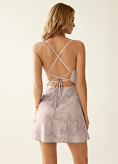 Nevieve Powder Pink Jacquard Open Back Mini Dress image6