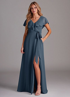 Azazie Lainey Bridesmaid Dresses Neptune A-Line with Pockets Chiffon Dress image1