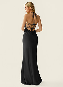 Valerianaire Black Beading Satin Vacation Dress image2