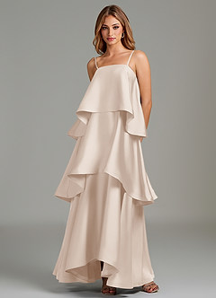 Azazie Azalea Bridesmaid Dresses White Alabaster A-Line Ruched Stretch Satin Dress image2