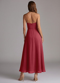 Azazie Wren Vestidos de madrinha de casamento Vestido Romã de Chiffon de Linha A com Sem alças image4