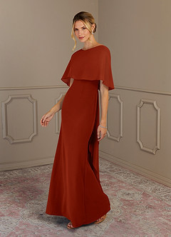 Azazie Dion Mother of the Bride Dresses Rust Sheath Scoop Stretch Crepe Dress image4