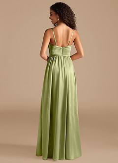 Azazie Alia Bridesmaid Dresses Pistachio A-Line Pleated Metallic Satin Dress image4