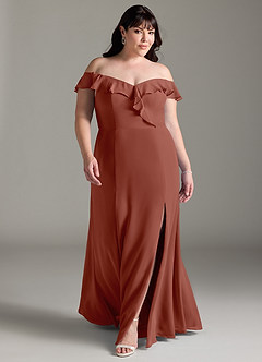 Azazie Sophie Bridesmaid Dresses Auburn A-Line Off the Shoulder Chiffon Convertible Dress image6