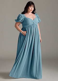Azazie Madisynn Maternity Bridesmaid Dresses Bow Chiffon Floor-Length Dress image7