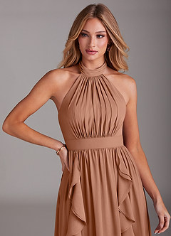 Azazie Avary Bridesmaid Dresses Bronzer A-Line Pleated Chiffon Dress image6
