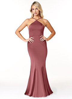 Azazie Stacey Final Sale Agave Mermaid Stretch Satin Dress image3