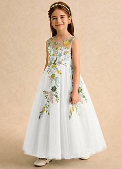 Azazie Tylie Flower Girl Klänningar Klänning Balklänningsmodell i Tyll Plisserad image5