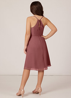 Azazie Doll Junior Amethyst A-Line Bow Chiffon Dress image4
