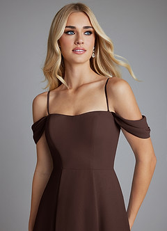 Azazie Seriana Final Sale Black A-Line Off the Shoulder Chiffon Dress image7