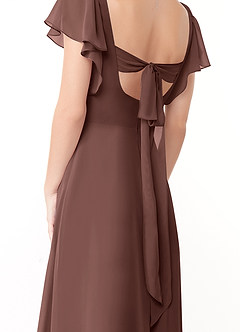 Azazie Syenna Bridesmaid Dresses Espresso A-Line Ruched Chiffon Dress image3