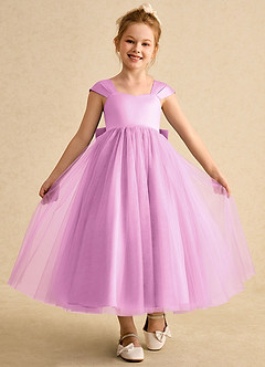 Azazie Chickadee Robe Demoiselle D'honneur Fillette Robe Princesse en Mat Satiné Encolure en Forme de Cœur Rose Bonbon image4