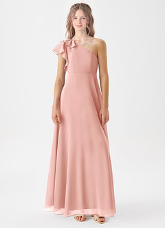 Azazie Arabella Junior Rosette A-Line Ruched Chiffon Dress image3