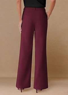 front Marina Burgunderrot Hose mit geradem Bein und feinem Webmuster