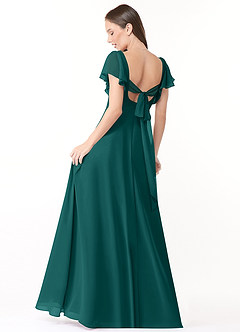 Azazie Syenna Robes de demoiselle d'honneur Robe Trapèze en Mousseline de soie Rayé Paon image2